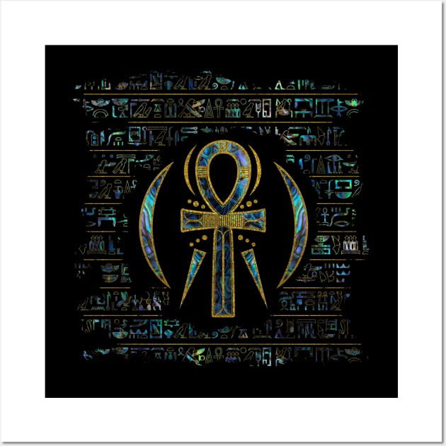 Abalone Shell Egyptian Ankh Cross Wall Art by Nartissima